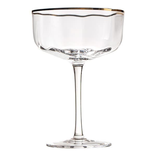 Gold Rim Coupe Glass, 12Oz, Clear, sold by At Home | At Home