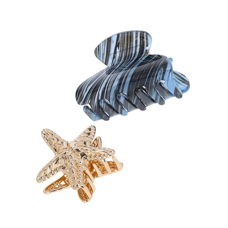 Time and Tru Women's Mini Gold Tone Metal Claw Clip Set, 4-Piece | Walmart (US)