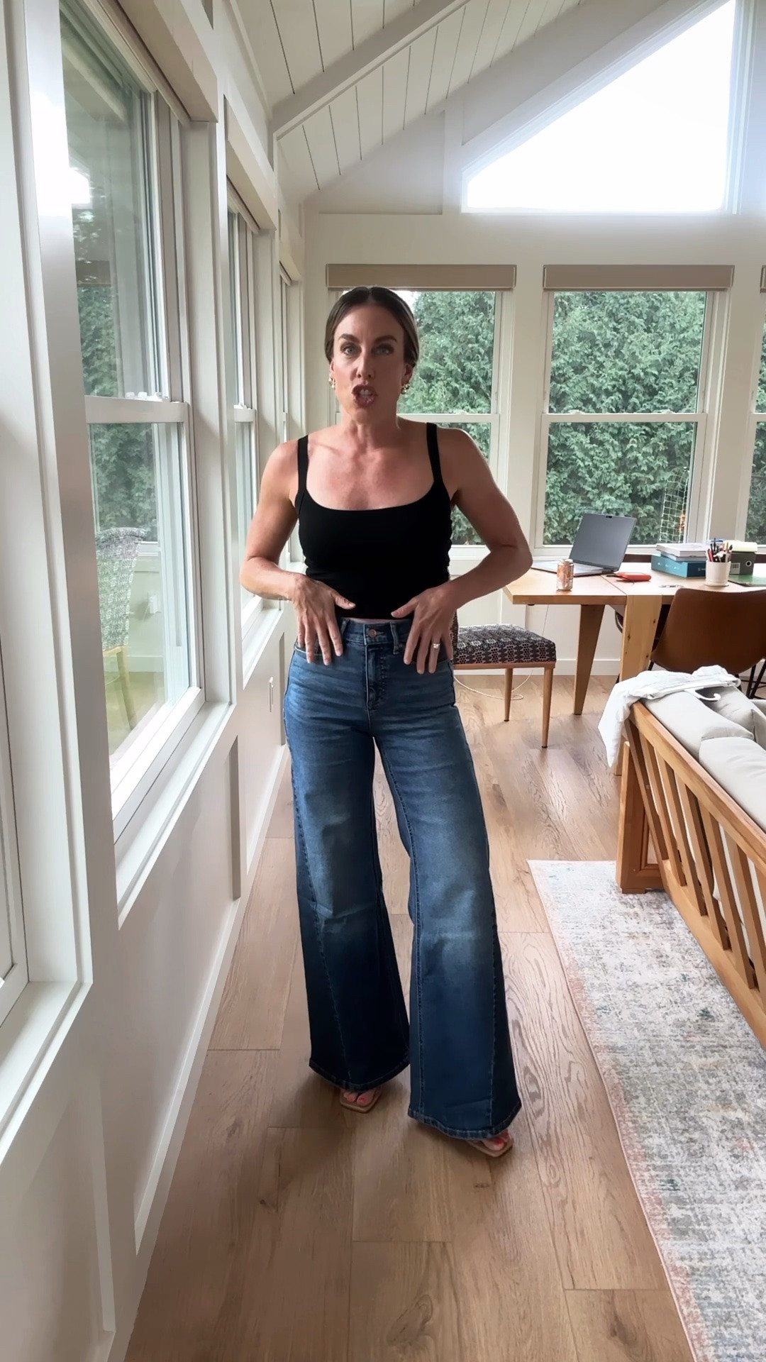 Jeans fit TTS and THEY ARE SOCK