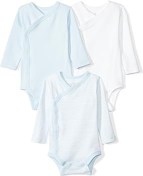 Baby Set of 3 Organic Long-Sleeve Side-Snap Bodysuits | Amazon (US)