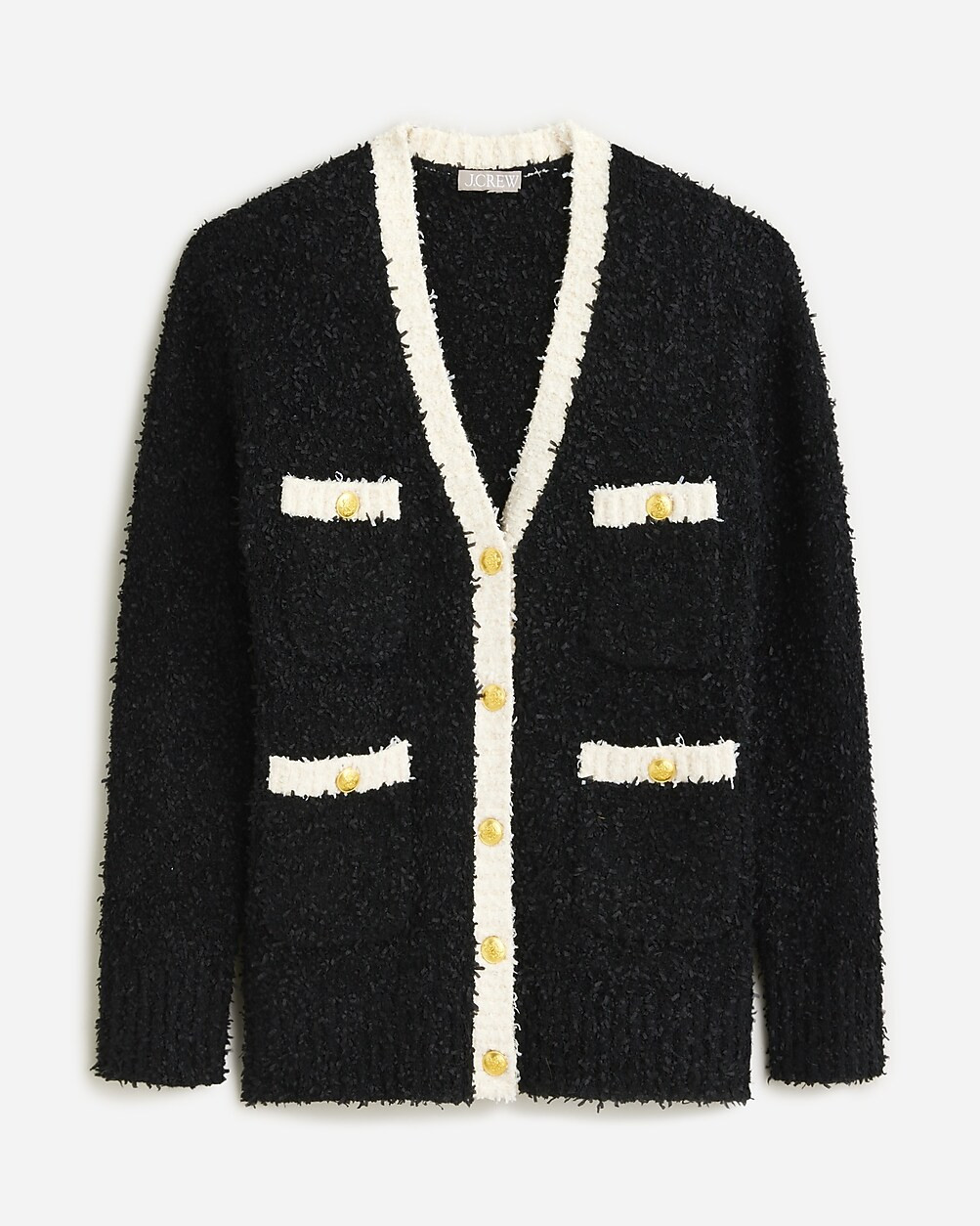 Longer sweater lady jacket in textured contrast yarn | J. Crew US
