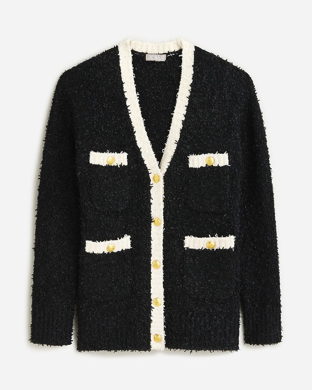 Longer sweater lady jacket in textured contrast yarn | J.Crew US