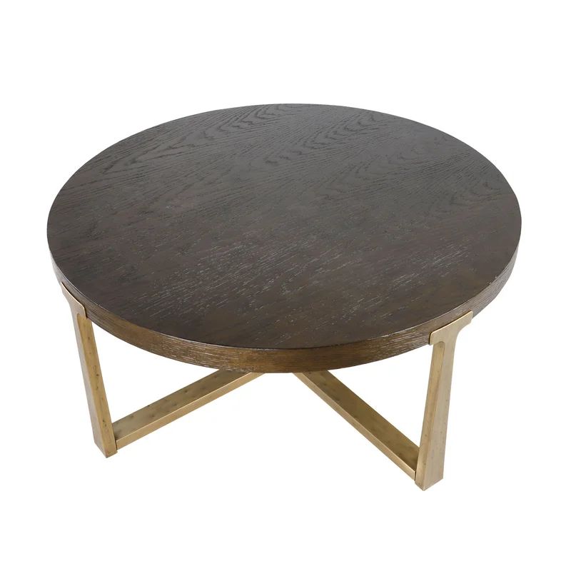 Deliany Mid-Century Round Wood And Metal Coffee Table | Wayfair Professional