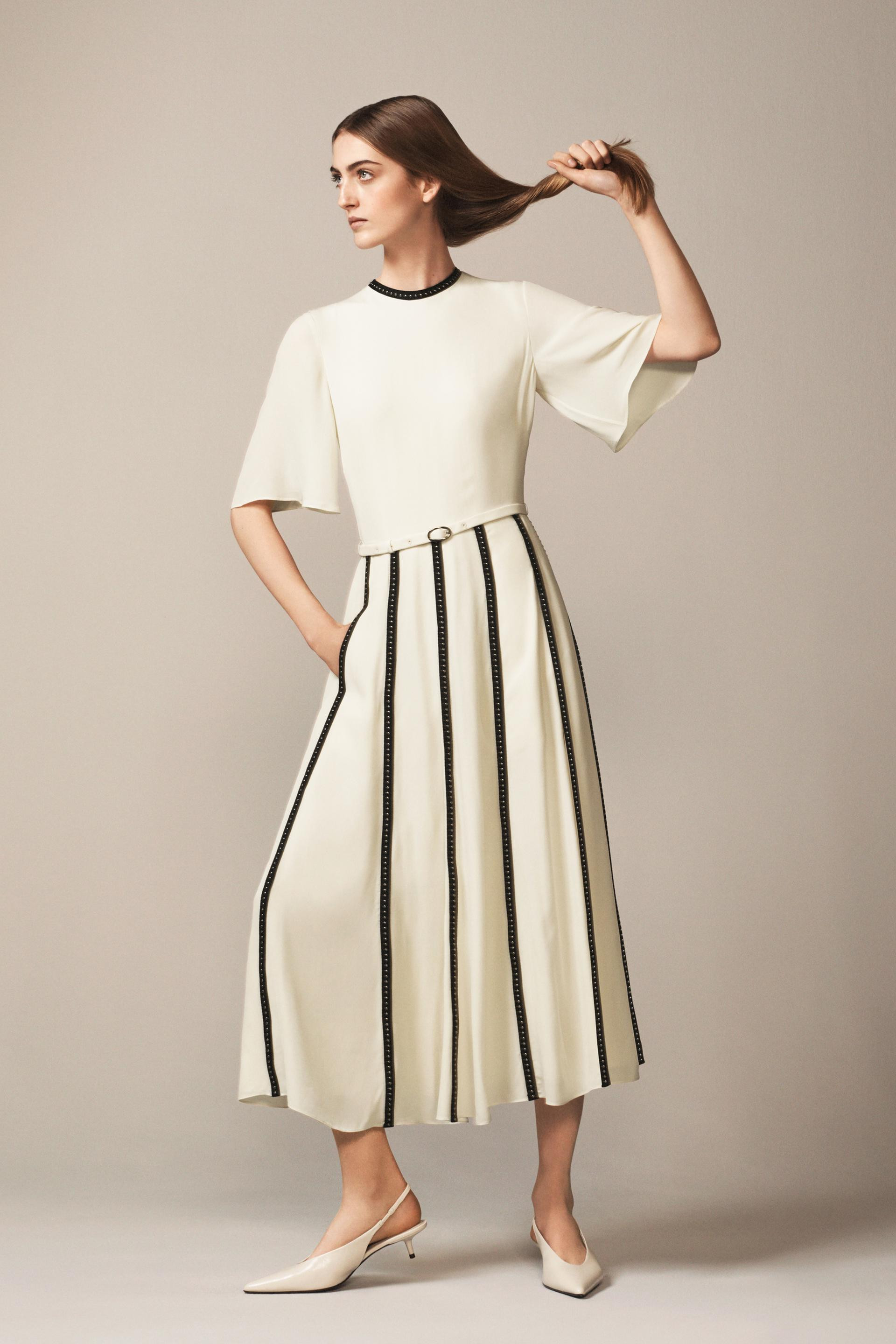 Zara - Studded Contrast Strap Dress - The Item - Ecru - Xl - Woman | Zara US