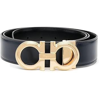 Salvatore Ferragamo Adjustable Reversable Black/Blue Gancini Leather Belt | Amazon (US)