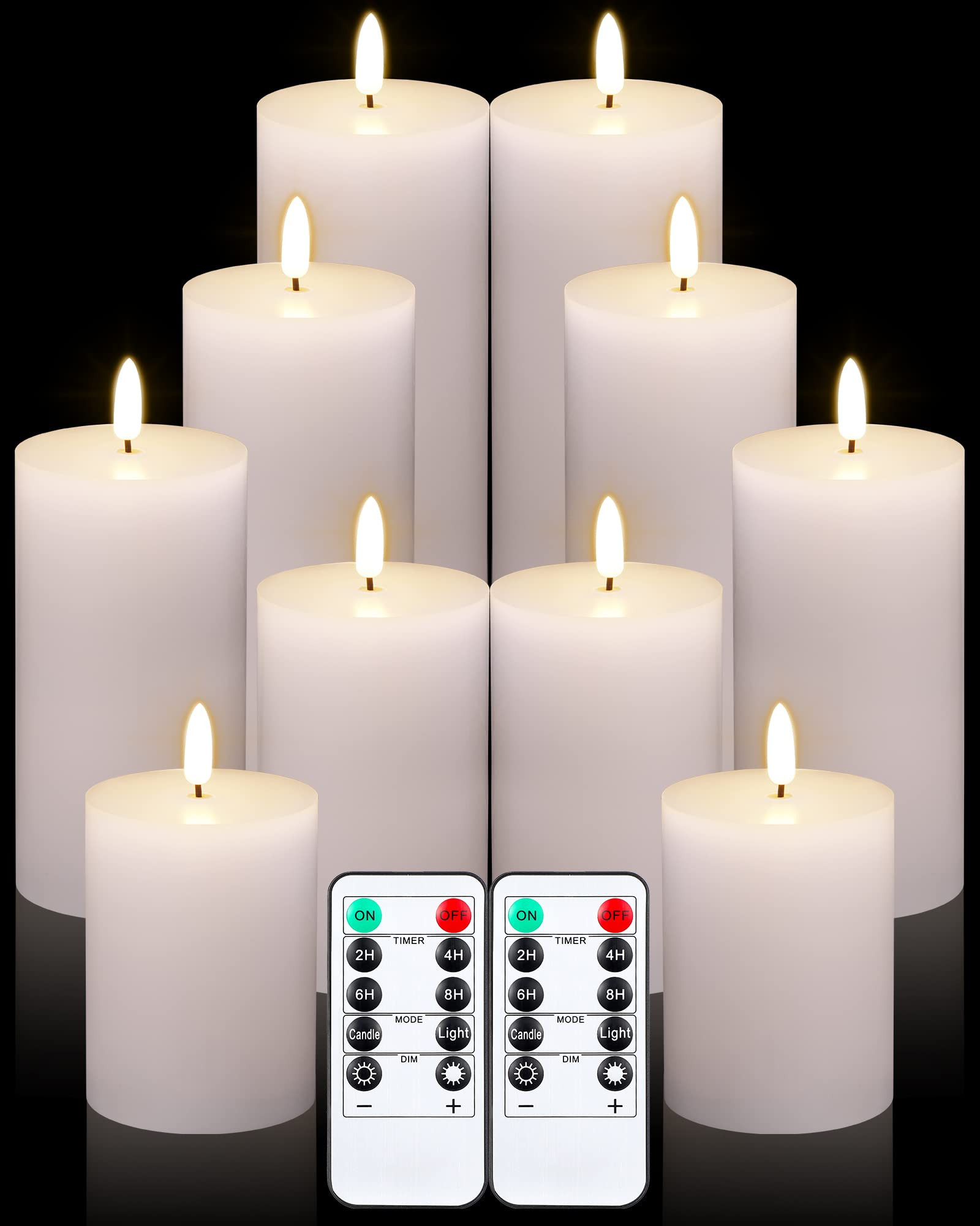 Leelosp 10 Pcs LED Flameless Candles with Remote Battery Operated Flickering Pillar Candles Fake ... | Amazon (US)