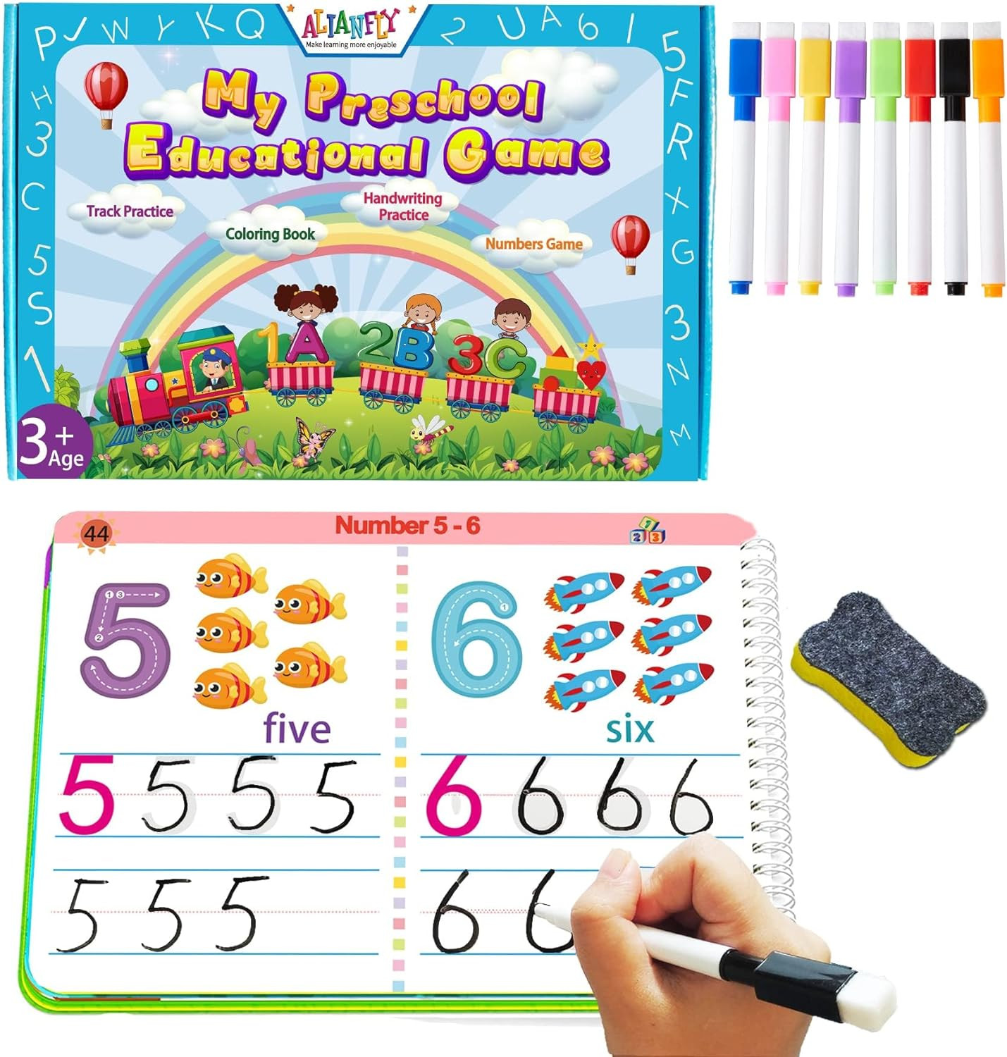 ALIANFLY Preschool Learning Activities Educational Workbook - Toddler Prek Montessori Handwriting Practice Activity Tracing Toys Busy Book for Kids, Autism Learning Materials and ABC Learning Book | Amazon (US)