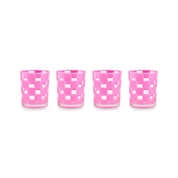 MacKenzie-Childs Pink Check Acrylic Tumblers | MacKenzie-Childs