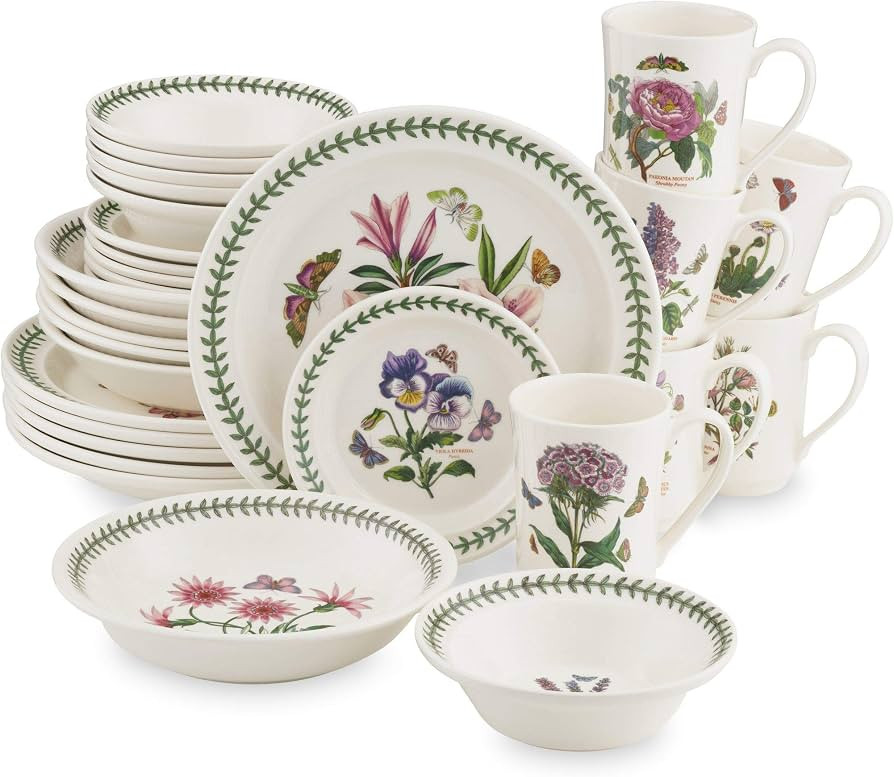Portmeirion Botanic Garden 30 Piece Dinnerware Set | Assorted Floral Motif | Fine Earthenware | D... | Amazon (US)