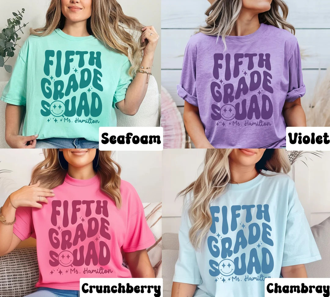 5th Grade Retro Teacher Shirt, Custom Name Teacher Tee, Personalized Teacher Tee, Back to School,... | Etsy (US)