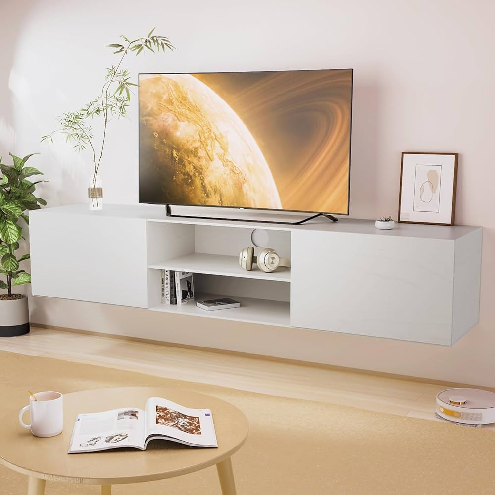 Soporte flotante para TV montado en la pared, centro de entretenimiento flotante de 70 pulgadas p... | Amazon (US)