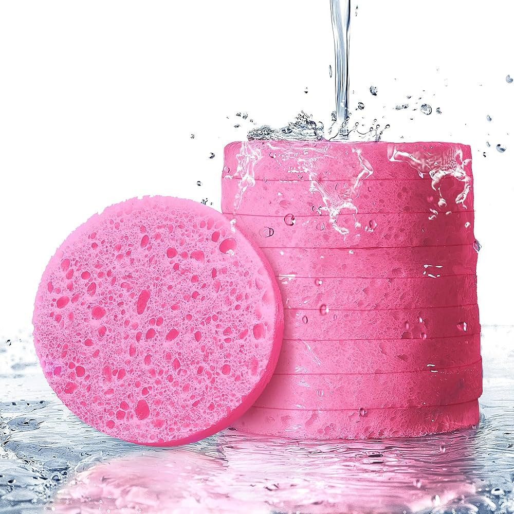 50-Count Compressed Facial Sponges for Daily Facial Cleansing and Exfoliating, 100％ Natural Cos... | Amazon (US)