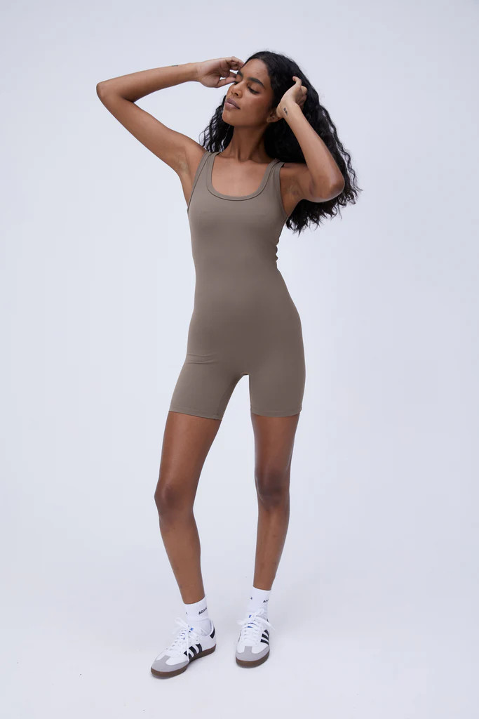 Ultimate Scoop Neck Sleeveless Romper - Cocoa Brown | Adanola UK