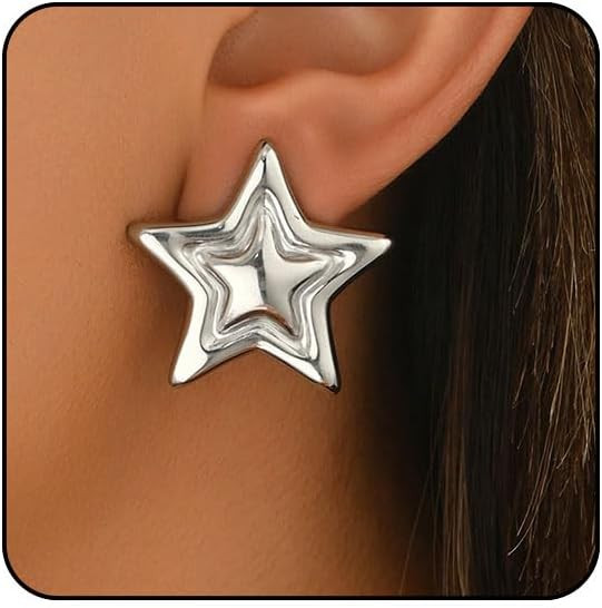 Star Earrings Big Statement Earrings for Women Chunky Earrings Large Star Earrings Studs Mixed Me... | Amazon (US)