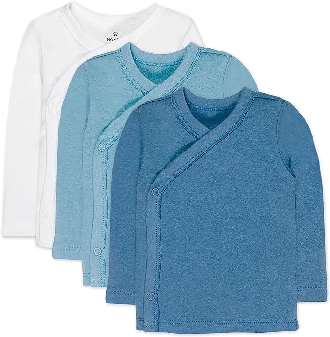 HonestBaby Baby 3-Pack Organic Cotton Long Sleeve Side-snap Kimono Tops | Amazon (US)