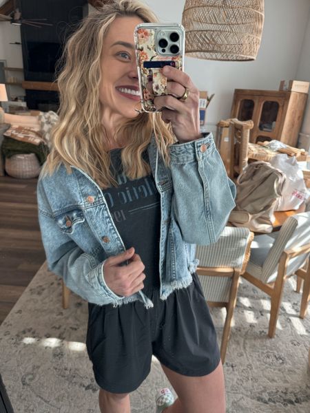 Spring styling — muscle tees & denim crop jackets🤩✨🤌🏼 I did mediums in the tees and small in the jackets! & a small in these Vuori Villa shirts - they’re my favorite casual athletic short by FAR!!

Casual style / target fashion / denim / outfit inspo / Holley Gabrielle 

#LTKfindsunder50 #LTKxTarget #LTKstyletip