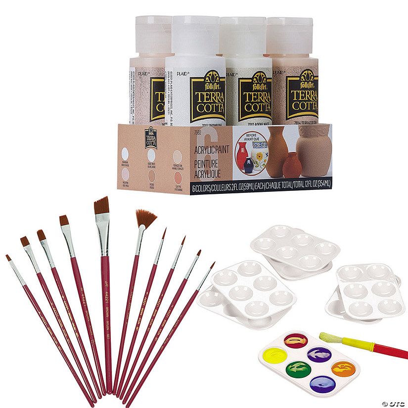 Terra Cotta Paint & Brush Kit - 28 Pc. | Oriental Trading Company