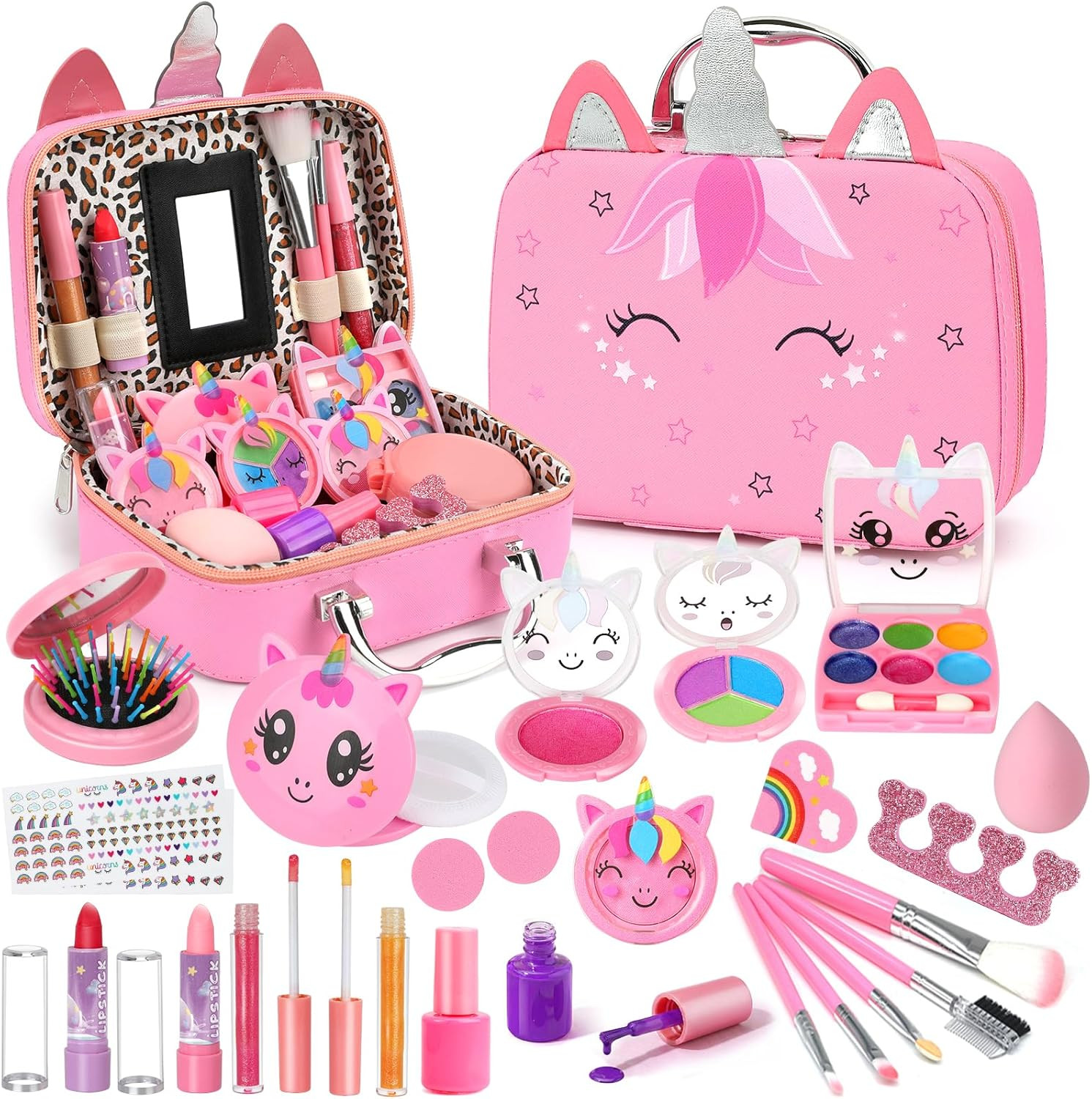 Kids Washable Makeup Girls Toys - Girls Makeup Kit for Kids Make up Set Real Makeup for Kid Little Girls Toddlers Children Princess Christmas Birthday Gifts Toys for 3 4 5 6 7 8 9 10 Year Old Girls | Amazon (US)