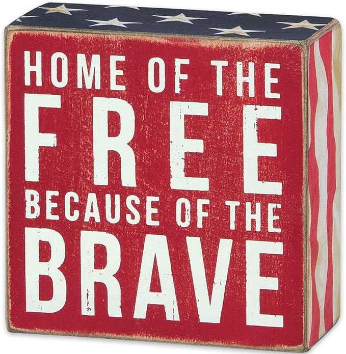 Primitives by Kathy 23148 Patriotic Box Sign, 4 x 4, Home Of The Free | Amazon (US)