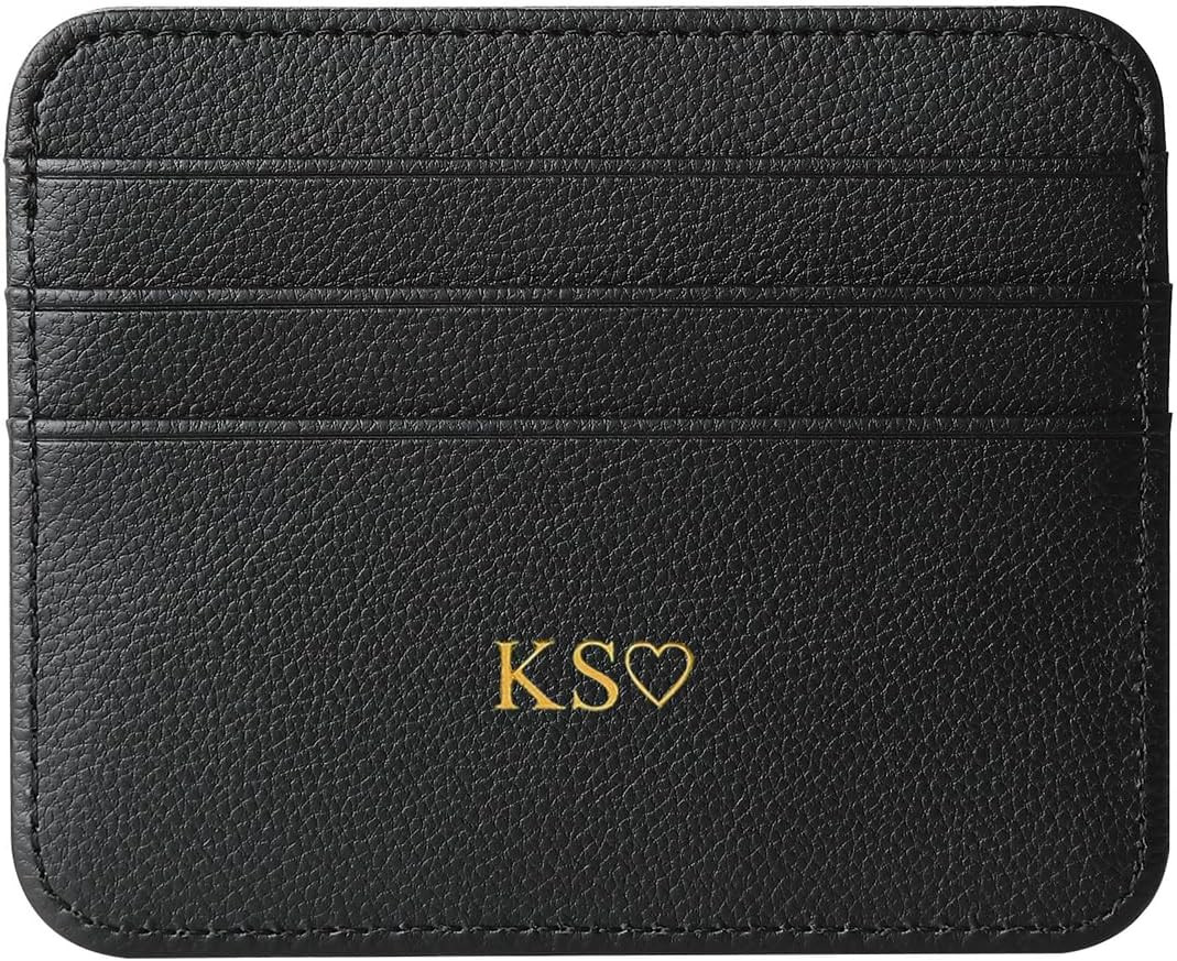 Personalisa Gold Silver Initial letters Credit Card Holder Wallet, PU Leather Ultra Slim Wallet, ... | Amazon (US)