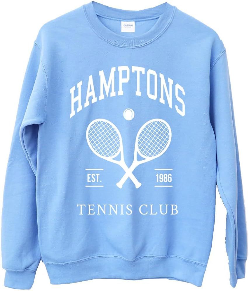 Adult Hamptons Tennis Club Oversized Sweatshirt, Vintage Tennis Sweatshirt, Preppy Sweatshirt | Amazon (US)