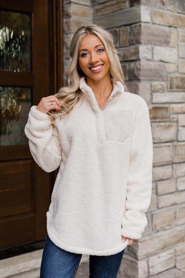 All Snowed In Light Beige Pullover DOORBUSTER | The Pink Lily Boutique