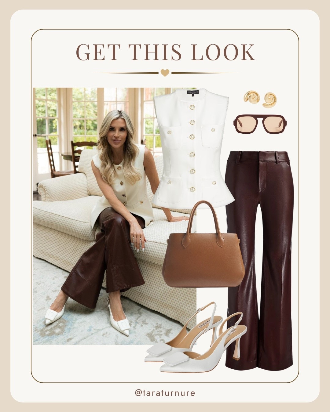 Get this look 🤎 Cream and chocolate brown make the perfect fall pairing. Classic, polished, and easy to wear.

fall outfit, get this look, chocolate brown, cream outfit, brown leather pants, fall fashion, neutral outfit, women’s fall style, leather pants outfit, cream vest, slingback heels, fall accessories, classic fall style, polished outfit, autumn fashion

#LTKootd #LTKSaleAlert #LTKOver40