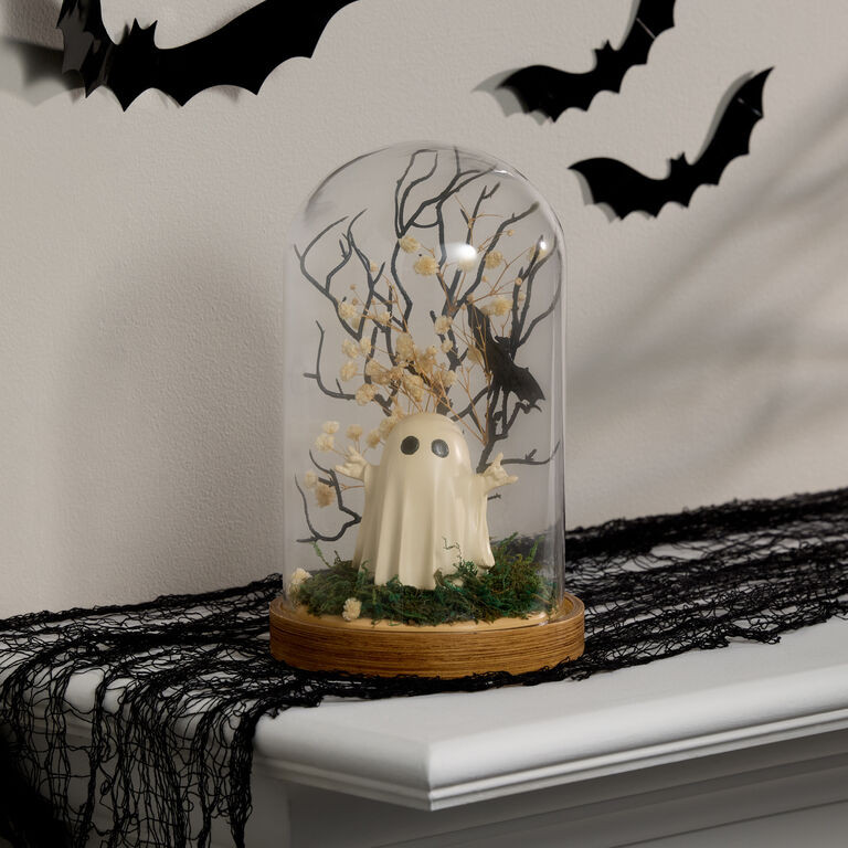 Rock On Ghost Mossy Halloween Cloche Decor | World Market