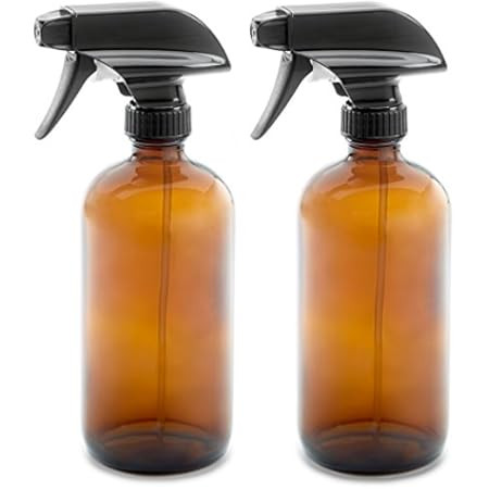 LiBa Amber Glass Spray Bottles 2 Pack, 16 oz Refillable Empty Spray Bottle for Cleaning, Essential O | Amazon (US)