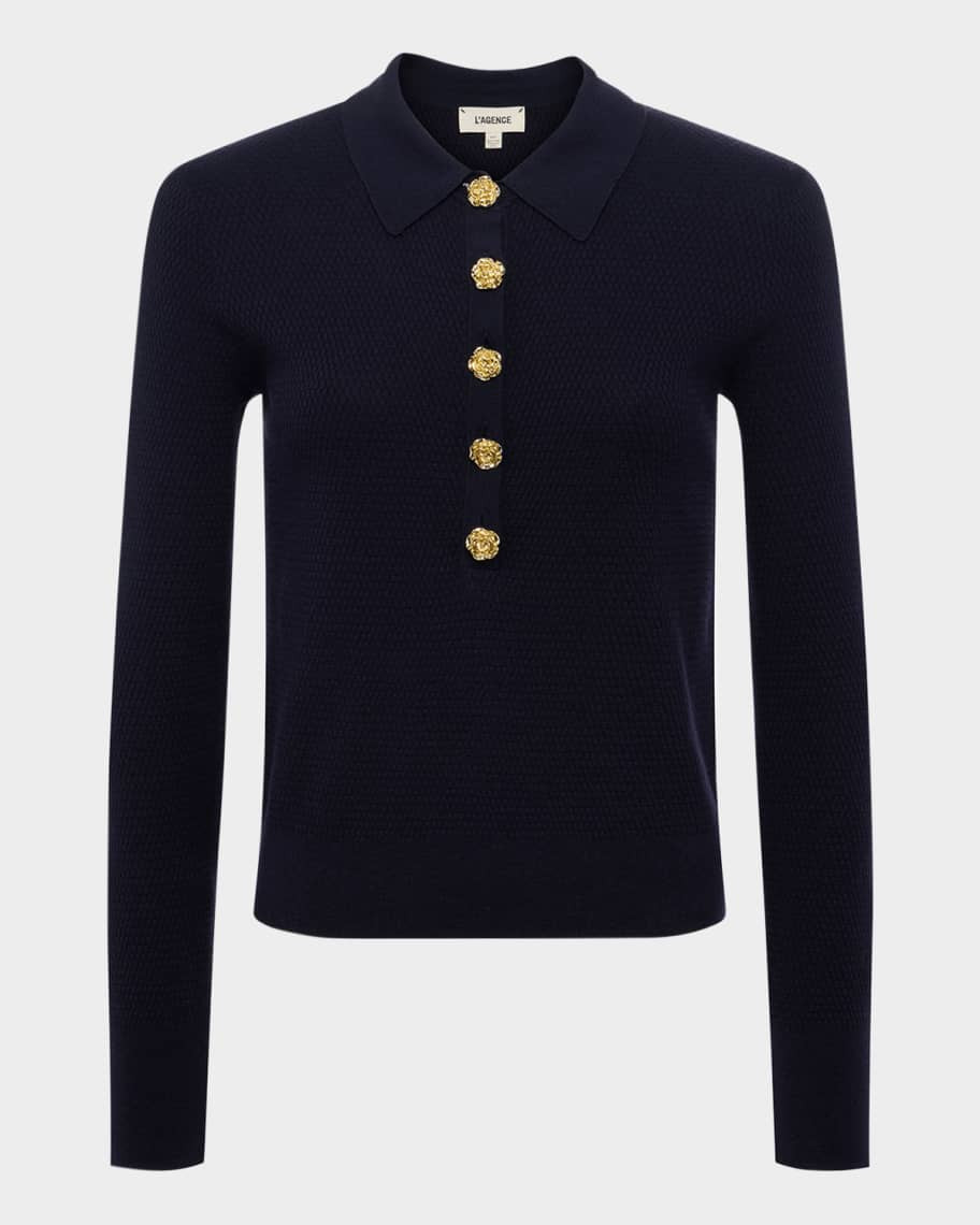 L'Agence Sterling Jewel-Button Sweater | Neiman Marcus