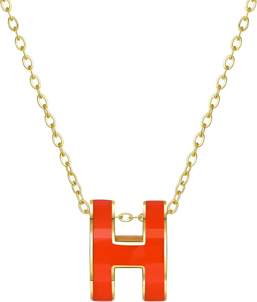 AIMADE H Necklace for Women 18K Gold Plated Classic Letter Design Necklace Pendant | Amazon (US)