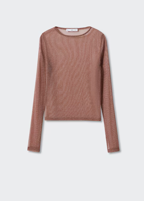 Semi-transparent lurex T-shirt | MANGO (US)