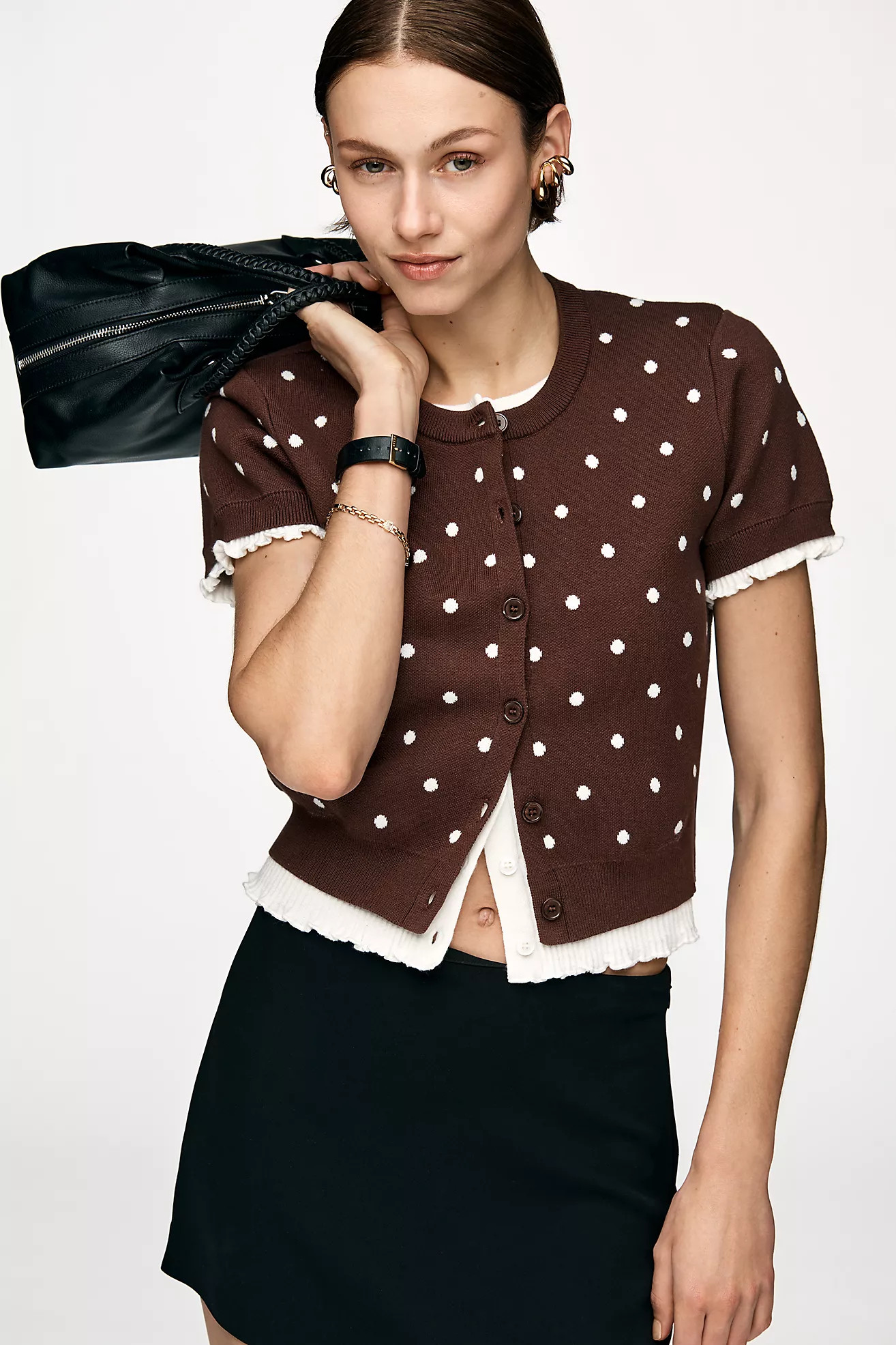 Line & Dot Dollie Short Sleeve Layered Cardigan Sweater | Anthropologie (US)