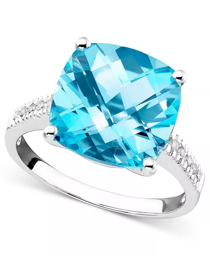 Blue Topaz (7-3/4 ct. t.w.) & Diamond Accent Ring in 14k Gold (Also in Green Quartz) | Macy's Canada