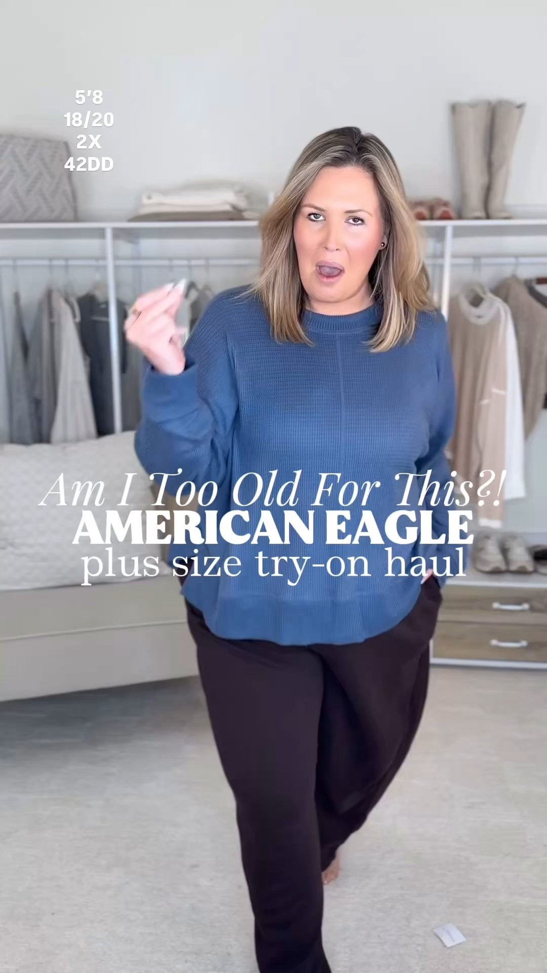 American Eagle haul on my plus size 18/20/2x body! Wearing a 20Reg in the black jeans, and an XXL in everything else!! 

#LTKPlusSize #LTKSaleAlert #LTKMidsize