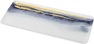 Euro Porcelain Marble Rectangular Serving Tray, Fine China Tableware with 24k Gold Plate Accent (... | Amazon (US)