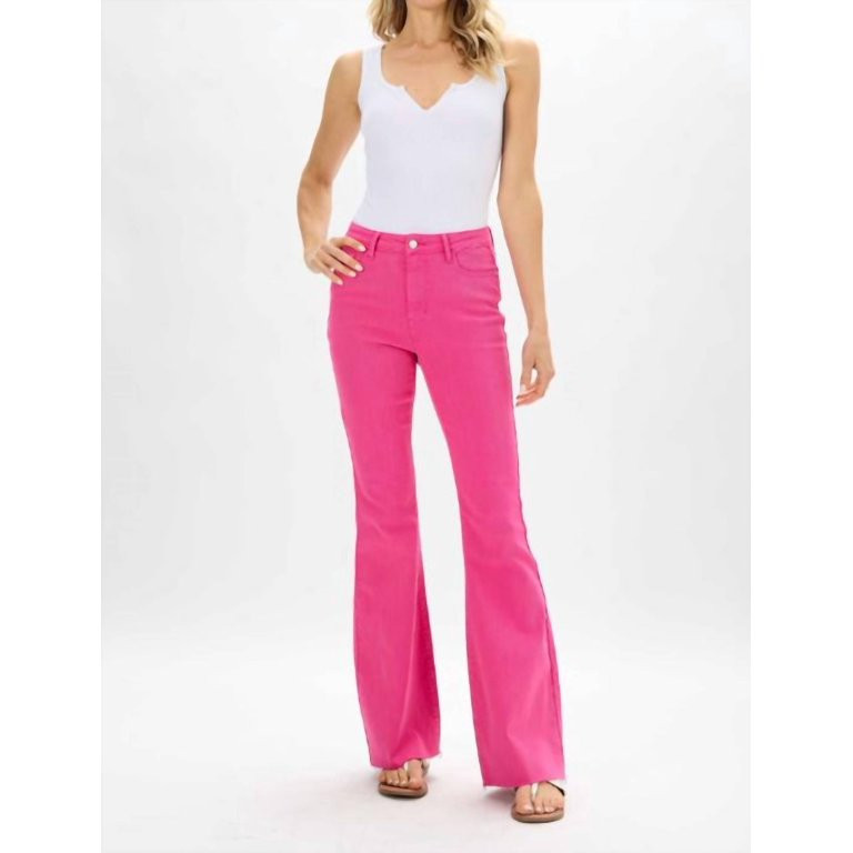 Judy Blue High Waist Pink Garment Dyed Cut Hem Flare | Walmart (US)