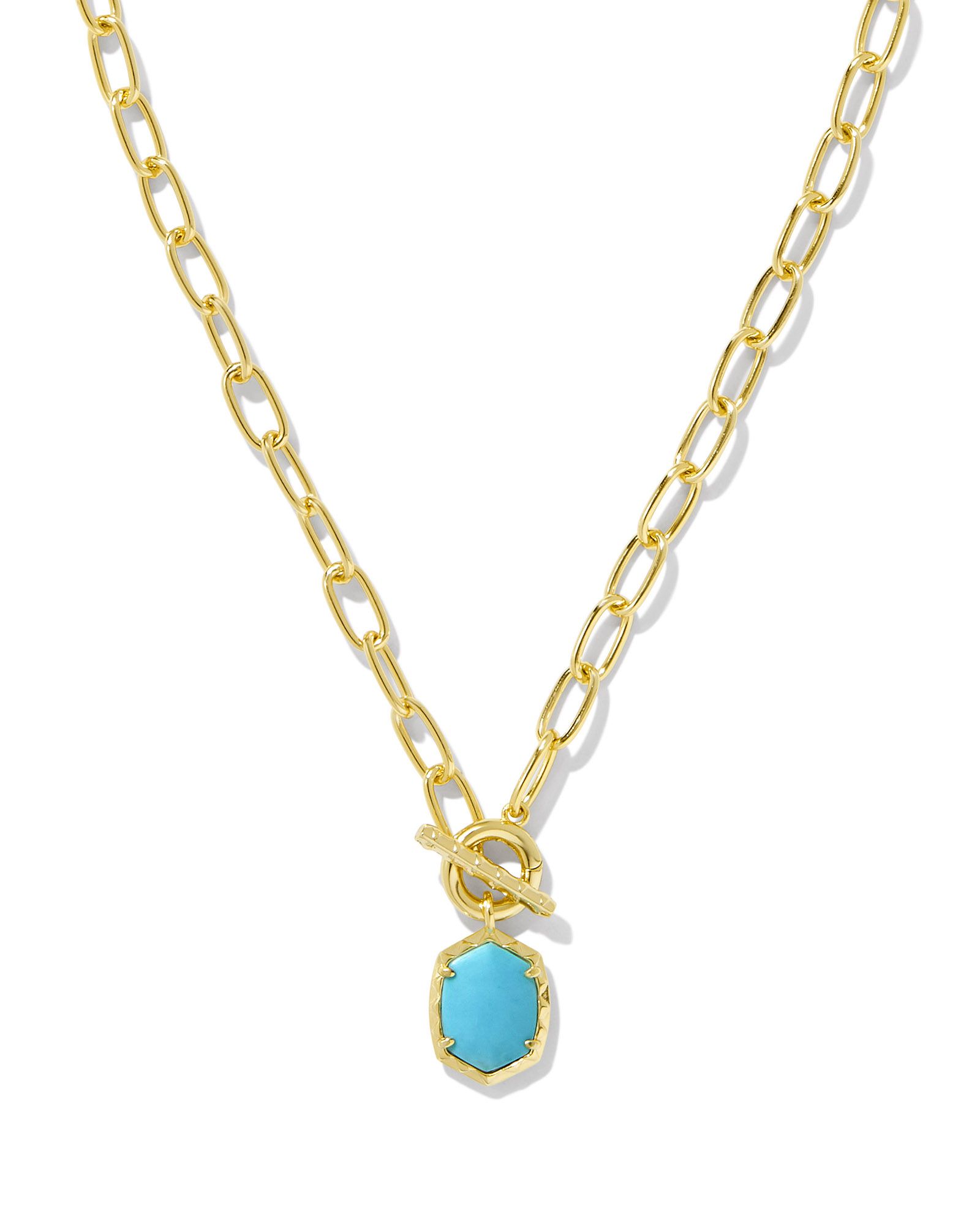 Daphne Convertible Gold Link and Chain Necklace in Variegated Turquoise Magnesite | Kendra Scott