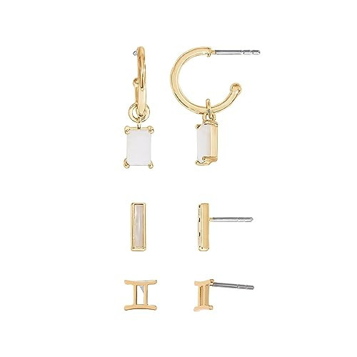 Amazon Essentials Yellow 23K Gold Plated Brass Birthstone Stud and Hoop Set Earrings | Amazon (US)
