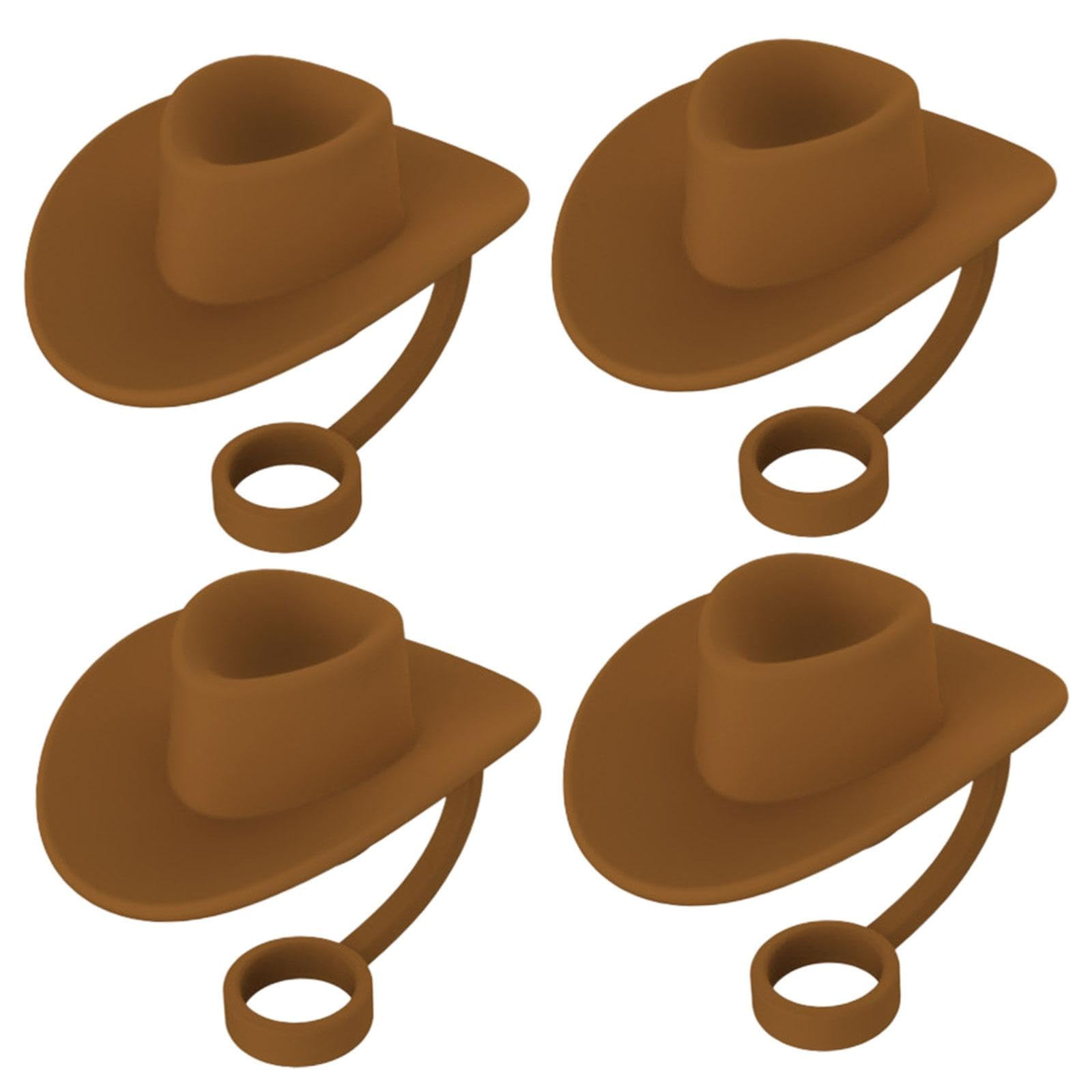 4 Pieces Straw Cover Cap Reusable Silicone Straw Topper Cute Cowboy Hat Shaped Silicone Straw Tip... | Amazon (US)
