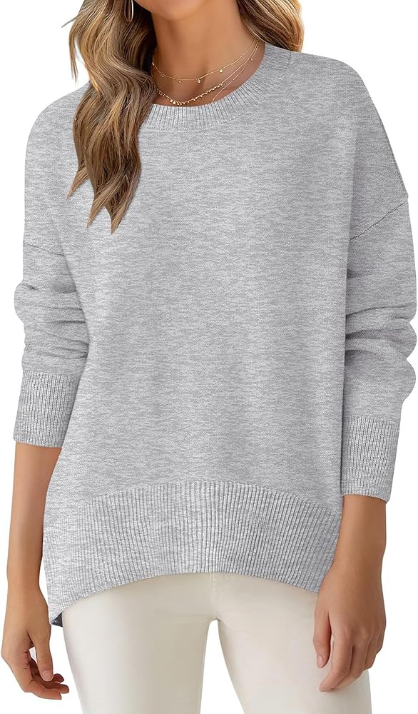 ANRABESS Sweaters for Women 2025 Fall Long Sleeve Casual Loose Fit Knitted High Low Hem Basic Pul... | Amazon (US)