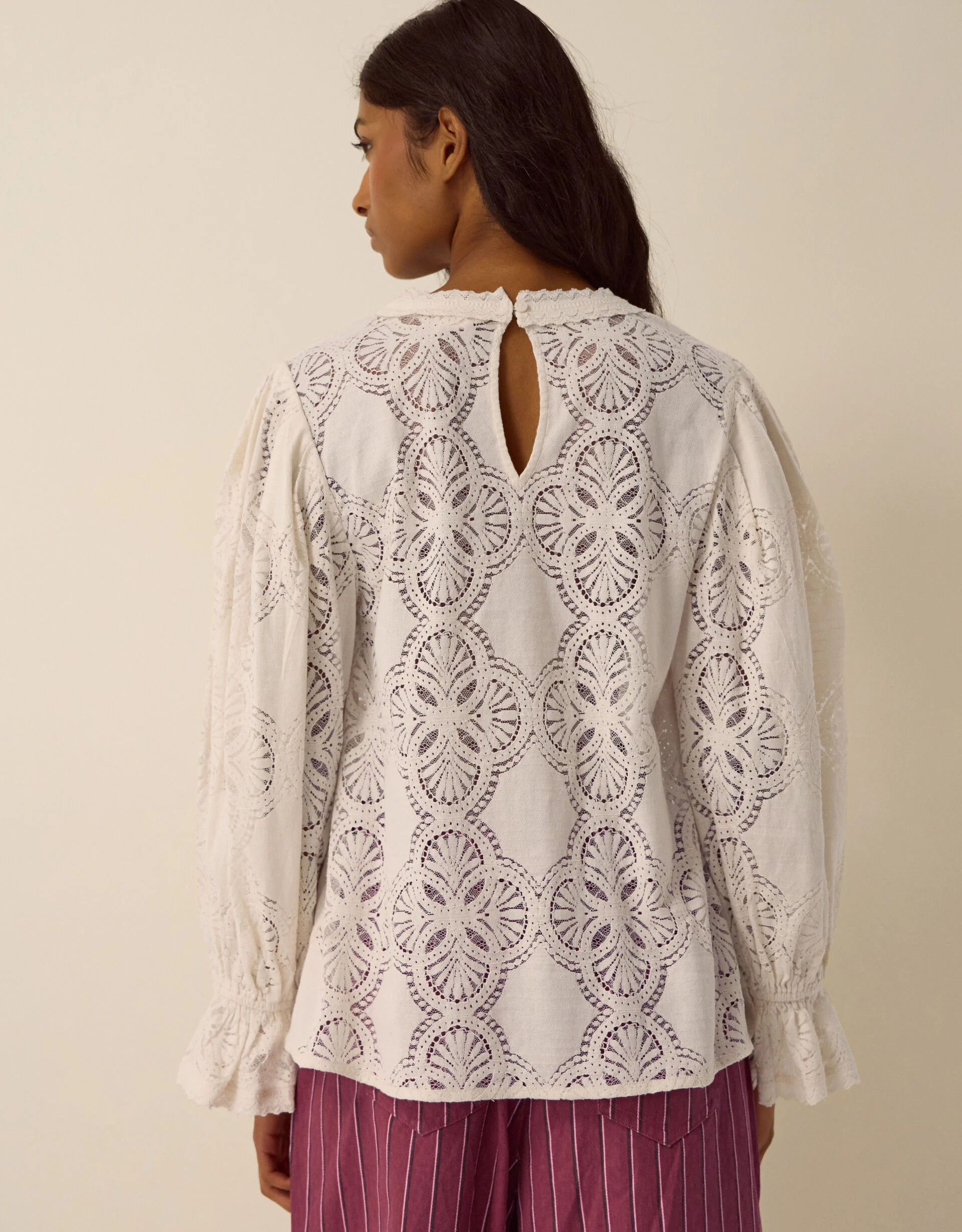 Imogen Lace Blouson Blouse Ivory | Monsoon (UK)