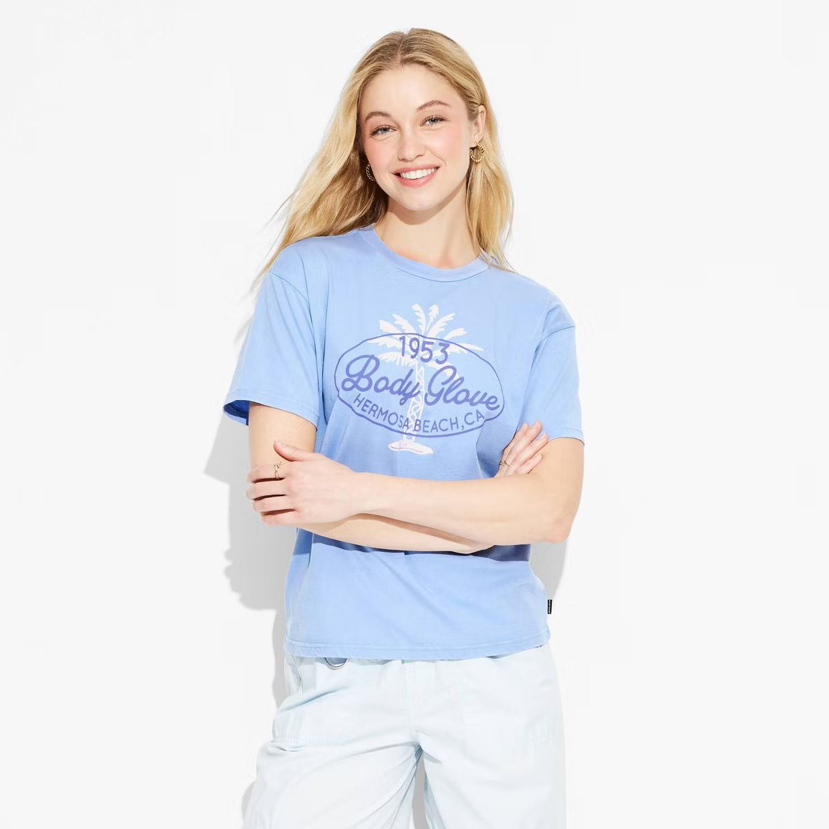 Women's Body Glove Hermosa Beach Oversized Short Sleeve Graphic T-Shirt - Blue | Target