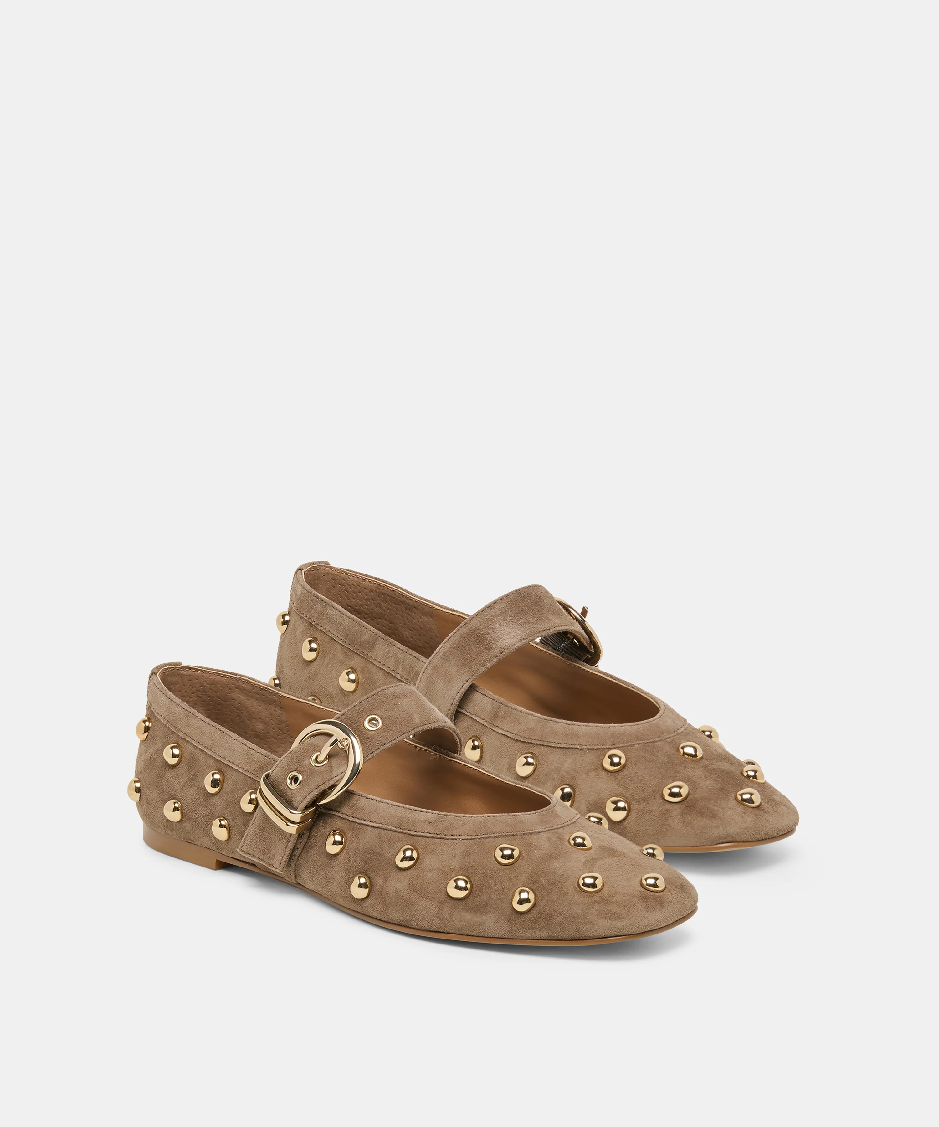 Mikel Stud Olive Suede Ballet Flats | Dolce Vita | DolceVita.com