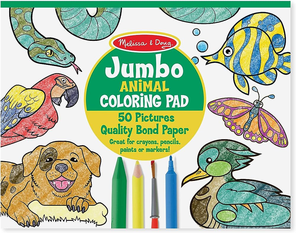 Melissa & Doug Jumbo Coloring Pad (11 x 14 inches) - Animals, 50 Pictures - Animal Coloring Book,... | Amazon (US)