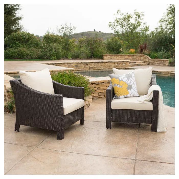 Antibes Set of 2 Wicker Club Chair with Cushions - Christopher Knight Home | Target
