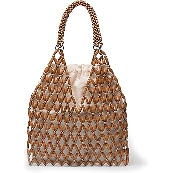 Beaded Bag Bead Mesh Hobo Tote Purse for Woman Natural Texture Rustic Style Summer Shoulder Handb... | Amazon (US)