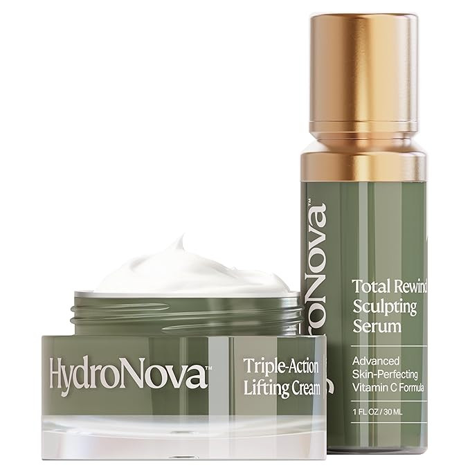 HYDRONOVA Skincare Bundle: Anti-Aging Face & Neck Cream + Total Rewind Sculpting Serum – Skin-F... | Amazon (US)