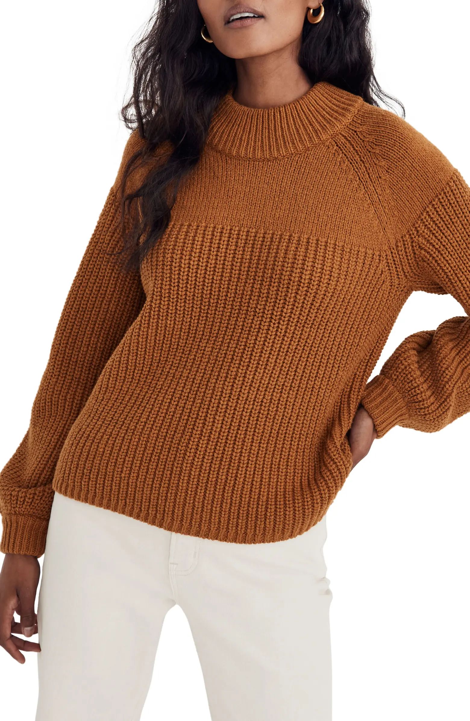 Balloon Sleeve Mock Neck Sweater | Nordstrom