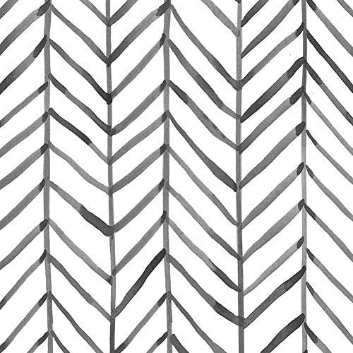 HaokHome 96020-1 Modern Stripe Peel and Stick Wallpaper Herringbone Black White Vinyl Self Adhesi... | Amazon (US)